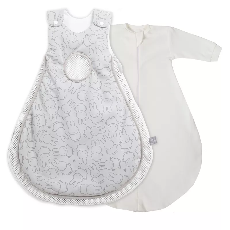 ‘safe asleep’ Schlafsack Air PLUS – Design ‘miffy’ inkl. Strampelsack – Hellgrau / Wei
